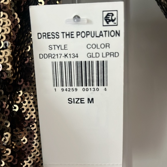 DRESS THE POPULATIONS sequins leopard cocktail dress M New with tags. - Picture 3 of 8